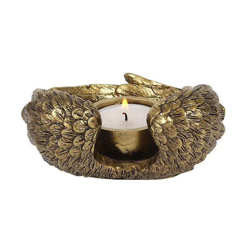 Antique Gold Angel Wing Tealight Candle Holder - Oh My Melt