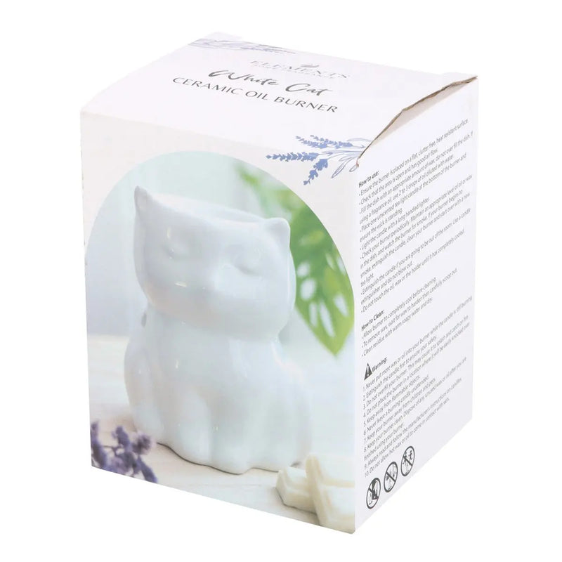 Shiny White Cat Wax Melt Burner - Oh My Melt